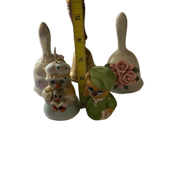 Lot of 5 Various Collectible Bells 4 Porcelain/Ceramic one Brass/Wood - Picture 12 of 12